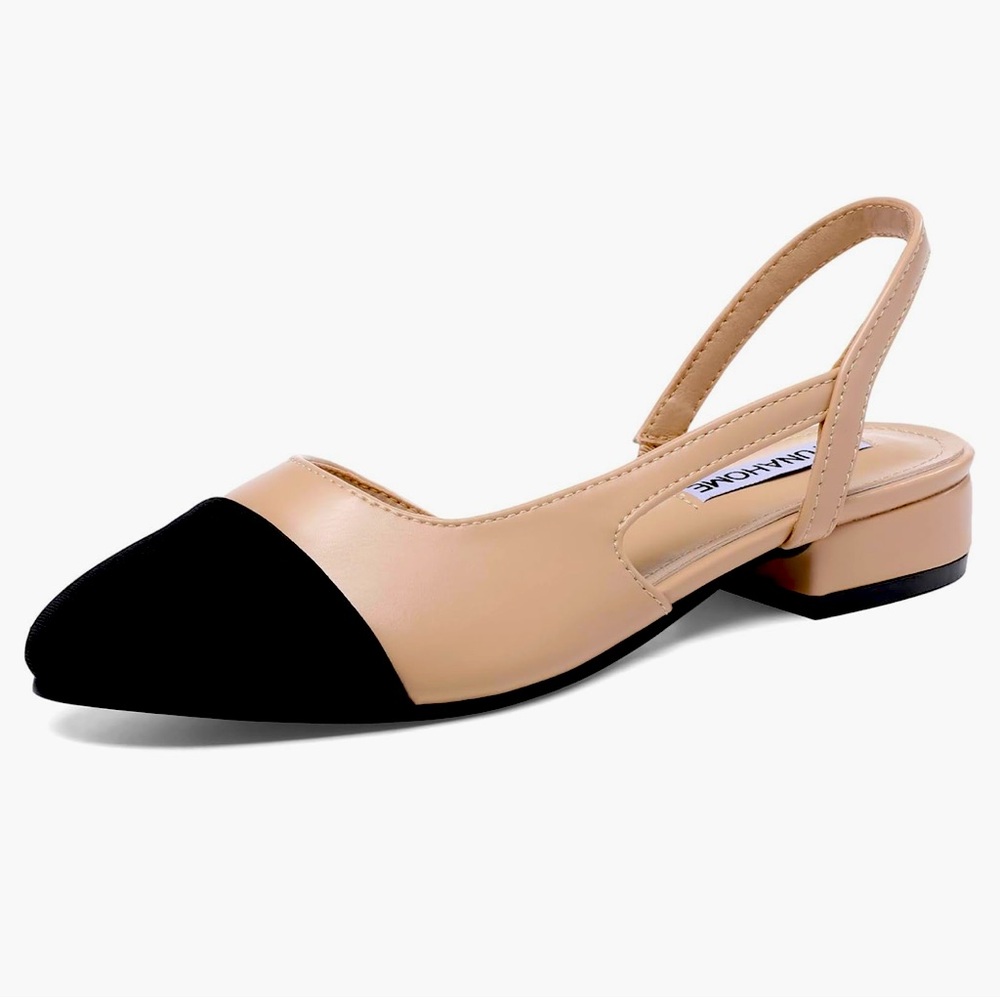 NIB Slingback Flats Two Tone Closed Round Toe